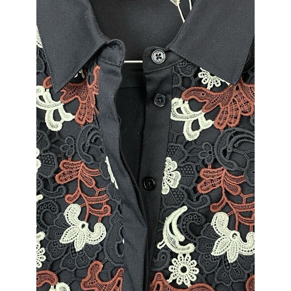 Tory Burch Womens 6 Shirt Dress Guipure Lace Floral Bittersweet Navy Elegant NEW - Picture 11 of 16